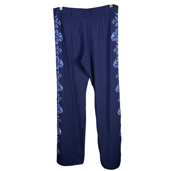 Lilly Pulitzer Bal Harbour Palazzo Pants Navy Shell Me Something Floral Large - Picture 3 of 15